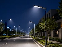 10 x led straatlamp 50w – 6400k koud wit - grijs – ip65 – florida-50 - afbeelding 3 van  6
