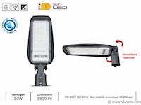 10 x led straatlamp 50w – 6400k koud wit - grijs – ip65 – florida-50 - afbeelding 1 van  5