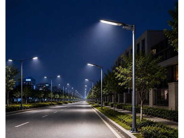 10 x led straatlamp 50w – 6400k koud wit - grijs – ip65 – florida-50 - afbeelding 2 van  5