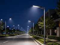 10 x led straatlamp 50w – 6400k koud wit - grijs – ip65 – florida-50 - afbeelding 2 van  5