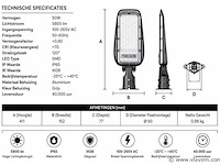 10 x led straatlamp 50w – 6400k koud wit - grijs – ip65 – florida-50 - afbeelding 4 van  5