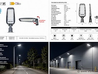10 x led straatlamp 50w – 6400k koud wit - grijs – ip65 – florida-50 - afbeelding 5 van  5