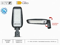 10 x led straatlamp 50w – 6400k koud wit - grijs – ip65 – florida-50 - afbeelding 2 van  6