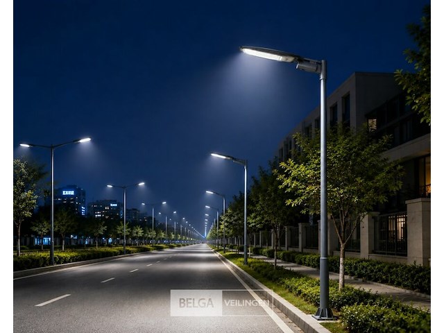 10 x led straatlamp 50w – 6400k koud wit - grijs – ip65 – florida-50 - afbeelding 3 van  6