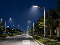 10 x led straatlamp 50w – 6400k koud wit - grijs – ip65 – florida-50 - afbeelding 3 van  6