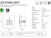 10 x led trapverlichting 1w – 4200k neutraal wit - wit – pir sensor – ip20 – diamond - afbeelding 5 van  5