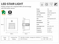 10 x led trapverlichting 1w – 4200k neutraal wit - wit – pir sensor – ip20 – diamond - afbeelding 4 van  5