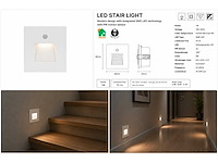 10 x led trapverlichting 1w – 4200k neutraal wit - wit – pir sensor – ip20 – diamond - afbeelding 5 van  5