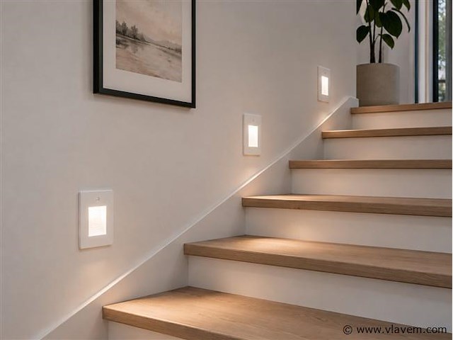 10 x led trapverlichting 1w – 4200k neutraal wit - wit – pir sensor – ip20 – diamond - afbeelding 1 van  5