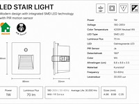 10 x led trapverlichting 1w – 4200k neutraal wit - wit – pir sensor – ip20 – diamond - afbeelding 5 van  6