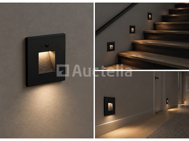 10 x led trapverlichting 1w – 4200k neutraal wit - zwart – pir sensor – ip20 – diamond - afbeelding 5 van  5