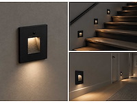 10 x led trapverlichting 1w – 4200k neutraal wit - zwart – pir sensor – ip20 – diamond - afbeelding 2 van  3