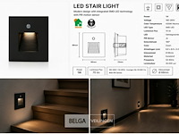 10 x led trapverlichting 1w – 4200k neutraal wit - zwart – pir sensor – ip20 – diamond - afbeelding 6 van  6