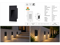 10 x led trapverlichting 3w – 3000k warm wit - rechthoek – zwart – ip54 – yoga-v1 - afbeelding 5 van  5