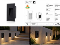 10 x led trapverlichting 3w – 3000k warm wit - rechthoek – zwart – ip54 – yoga-v1 - afbeelding 5 van  5