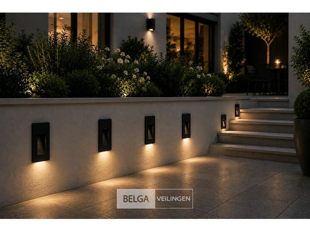 10 x led trapverlichting 3w – 3000k warm wit - rechthoek – zwart – ip54 – yoga-v1 - afbeelding 2 van  6