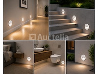 10 x led trapverlichting 3w – 3000k warm wit - rond – wit – ip54 – icon-r - afbeelding 5 van  5