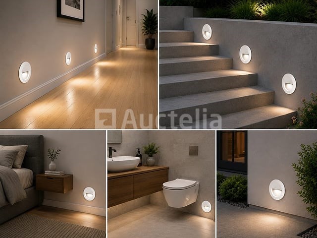 10 x led trapverlichting 3w – 3000k warm wit - rond – wit – ip54 – icon-r - afbeelding 2 van  5