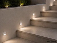 10 x led trapverlichting 3w – 3000k warm wit - rond – wit – ip54 – icon-r - afbeelding 1 van  5