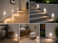 10 x led trapverlichting 3w – 3000k warm wit - rond – wit – ip54 – icon-r - afbeelding 3 van  5