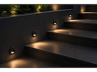 10 x led trapverlichting 3w – 3000k warm wit - rond – zwart – ip54 – icon-r - afbeelding 1 van  4
