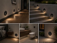 10 x led trapverlichting 3w – 3000k warm wit - rond – zwart – ip54 – icon-r - afbeelding 3 van  5
