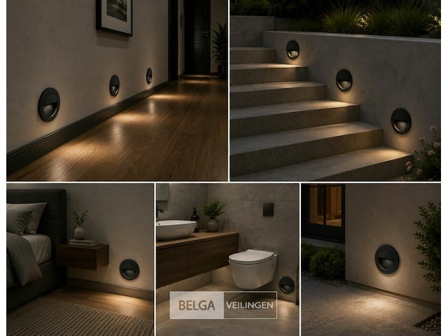 10 x led trapverlichting 3w – 3000k warm wit - rond – zwart – ip54 – icon-r - afbeelding 4 van  6