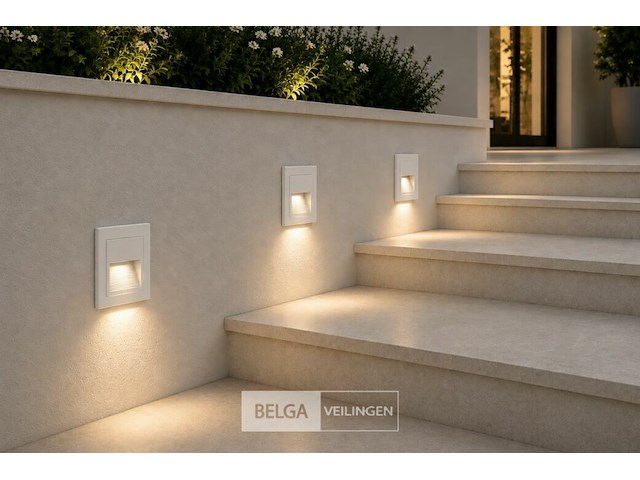 10 x led trapverlichting 3w – 3000k warm wit - vierkant – wit – ip54 – icon-s - afbeelding 2 van  6