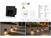 10 x led trapverlichting 3w – 3000k warm wit - vierkant – zwart – ip54 – icon-s - afbeelding 4 van  5