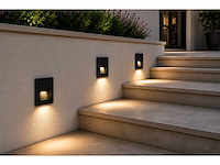 10 x led trapverlichting 3w – 3000k warm wit - vierkant – zwart – ip54 – icon-s - afbeelding 3 van  5