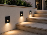 10 x led trapverlichting 3w – 3000k warm wit - vierkant – zwart – ip54 – icon-s - afbeelding 3 van  5