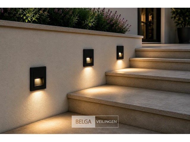 10 x led trapverlichting 3w – 3000k warm wit - vierkant – zwart – ip54 – icon-s - afbeelding 4 van  6