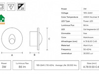 10 x led trapverlichting 3w – 4000k neutraal wit - matchroom – ip20 – yakut - afbeelding 2 van  5