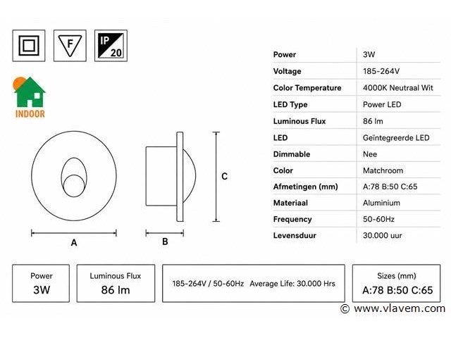 10 x led trapverlichting 3w – 4000k neutraal wit - matchroom – ip20 – yakut - afbeelding 4 van  5