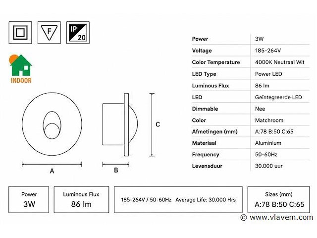 10 x led trapverlichting 3w – 4000k neutraal wit - matchroom – ip20 – yakut - afbeelding 4 van  5