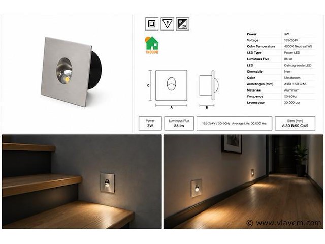 10 x led trapverlichting 3w – 4000k neutraal wit - matchroom – ip20 – zümrüt - afbeelding 5 van  5