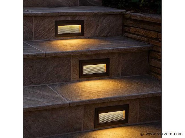 10 x led trapverlichting – 6w – 3000k warm wit – ip65 – rechthoekig – ly05 - afbeelding 1 van  5