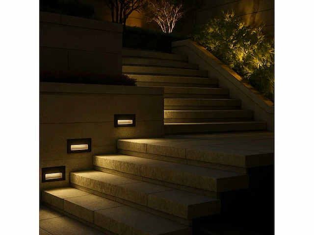 10 x led trapverlichting – 6w – 3000k warm wit – ip65 – rechthoekig – ly05 - afbeelding 4 van  5