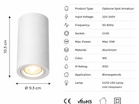10 x opbouw spot armatuur – gu10 – wit – ip20 – frezya-r - afbeelding 3 van  5