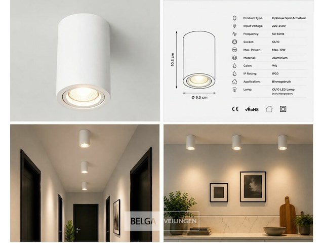 10 x opbouw spot armatuur – gu10 – wit – ip20 – frezya-r - afbeelding 6 van  6
