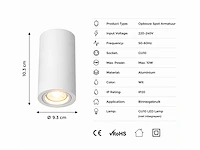 10 x opbouw spot armatuur – gu10 – wit – ip20 – frezya-r - afbeelding 3 van  5