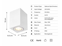 10 x opbouw spot armatuur – gu10 – wit – ip20 – frezya-s - afbeelding 3 van  3