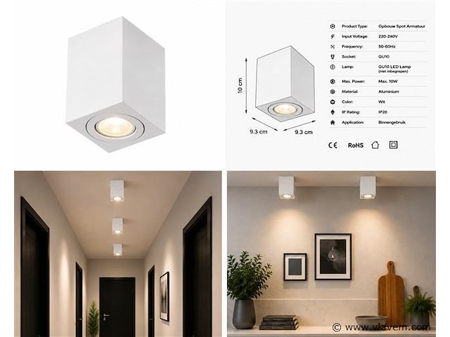 10 x opbouw spot armatuur – gu10 – wit – ip20 – frezya-s - afbeelding 5 van  5