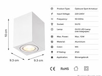 10 x opbouw spot armatuur – gu10 – wit – ip20 – frezya-s - afbeelding 4 van  5