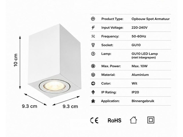10 x opbouw spot armatuur – gu10 – wit – ip20 – frezya-s - afbeelding 5 van  6