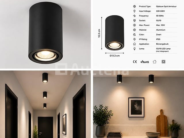 10 x opbouw spot armatuur – gu10 – zwart – ip20 – frezya-r - afbeelding 3 van  5