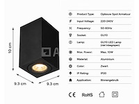 10 x opbouw spot armatuur – gu10 – zwart – ip20 – frezya-s - afbeelding 5 van  5