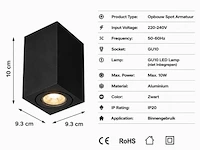 10 x opbouw spot armatuur – gu10 – zwart – ip20 – frezya-s - afbeelding 5 van  6