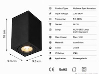 10 x opbouw spot armatuur – gu10 – zwart – ip20 – frezya-s - afbeelding 4 van  5