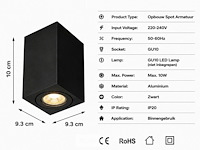 10 x opbouw spot armatuur – gu10 – zwart – ip20 – frezya-s - afbeelding 5 van  6